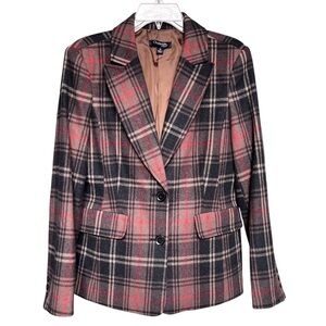 Chadwicks Wool Blend Plaid Blazer Jacket‎ Size 10